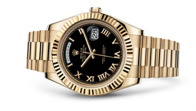 Watch Winder for watch Rolex Day-Date II Day-Date II Yellow Gold Fluted Black Roman