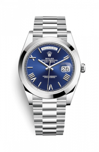 Watch Winder for watch Rolex Day-Date 40 Day-Date 40 Platinum / Blue - Roman