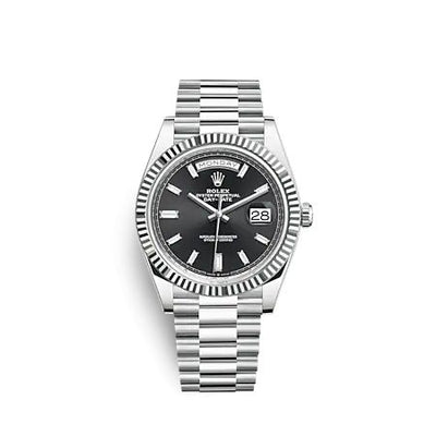 Watch Winder for watch Rolex Day-Date 40 Day-Date 40 Platinum - Fluted / Black - Baguette