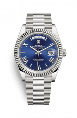 Watch Winder for watch Rolex Day-Date 40 Day-Date 40 White Gold / Blue - Roman