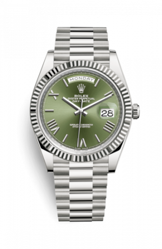 Watch Winder for watch Rolex Day-Date 40 Day-Date 40 White Gold / Green - Roman