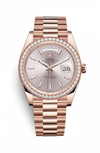 Watch Winder for watch Rolex Day-Date 40 Day-Date 40 Everose / Diamond / Sundust - Stripe Motif