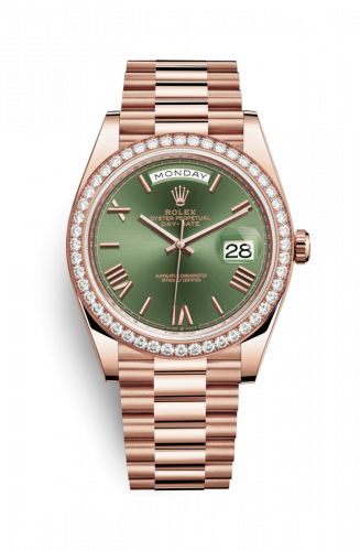 Watch Winder for watch Rolex Day-Date 40 Day-Date 40 Everose / Diamond / Green - Roman