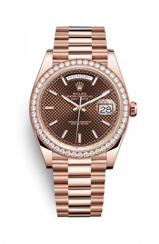 Watch Winder for watch Rolex Day-Date 40 Day-Date 40 Everose / Diamond / Chocolate - Diagonal Motif