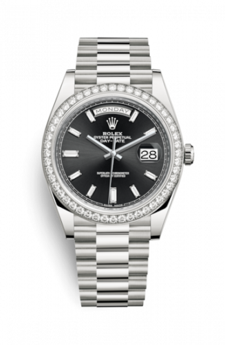 Watch Winder for watch Rolex Day-Date 40 Day-Date 40 White Gold / Diamond / Black - Baguette