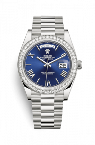 Watch Winder for watch Rolex Day-Date 40 Day-Date 40 White Gold / Diamond / Blue Roman