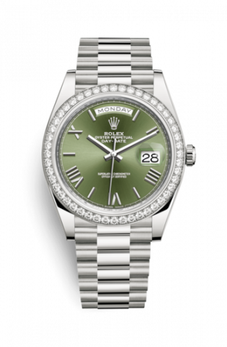 Watch Winder for watch Rolex Day-Date 40 Day-Date 40 White Gold / Diamond / Green Roman