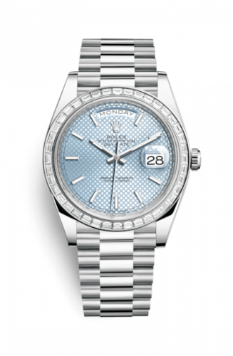 Watch Winder for watch Rolex Day-Date 40 Day-Date 40 Platinum Baguette / Ice Blue Diagonal