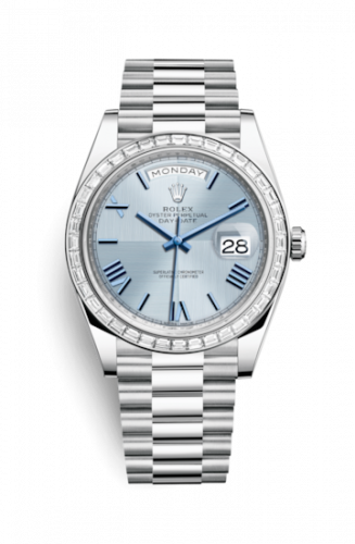 Watch Winder for watch Rolex Day-Date 40 Day-Date 40 Platinum Baguette / Ice Blue Quadrant