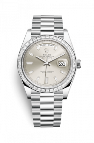 Watch Winder for watch Rolex Day-Date 40 Day-Date 40 Platinum Baguette / Silver Baguette