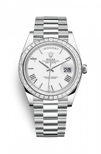 Watch Winder for watch Rolex Day-Date 40 Day-Date 40 Platinum Baguette / White Roman