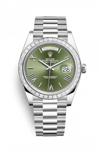 Watch Winder for watch Rolex Day-Date 40 Day-Date 40 Platinum Baguette / Green Roman