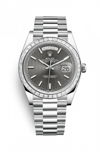 Watch Winder for watch Rolex Day-Date 40 Day-Date 40 Platinum Baguette / Grey Tuxedo