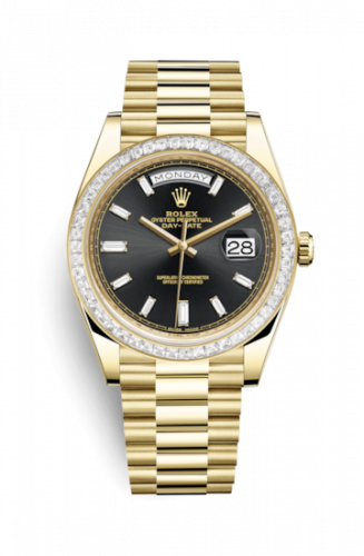 Watch Winder for watch Rolex Day-Date 40 Day-Date 40 Yellow Gold / Baguette / Black Diamonds