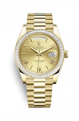 Watch Winder for watch Rolex Day-Date 40 Day-Date 40 Yellow Gold / Baguette / Champagne Roman