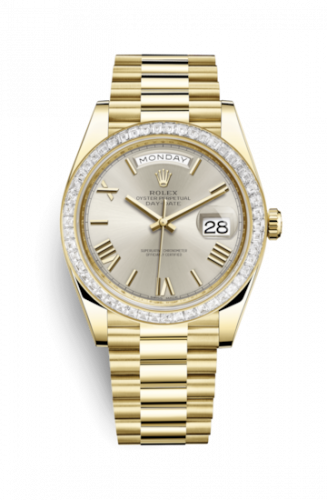 Watch Winder for watch Rolex Day-Date 40 Day-Date 40 Yellow Gold / Baguette / Silver Roman