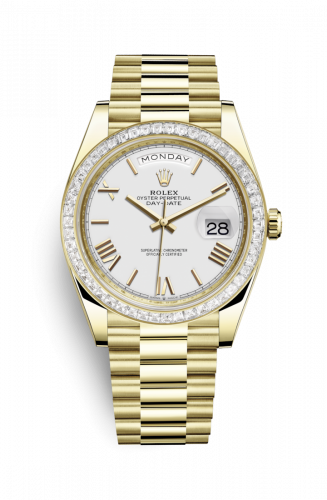 Watch Winder for watch Rolex Day-Date 40 Day-Date 40 Yellow Gold / Baguette / White Roman