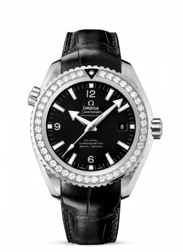 Watch Winder for watch Omega Seamaster Planet Ocean Seamaster Planet Ocean 600M Co-Axial 45.5 Stainless Steel / Diamond / Black / Alligator