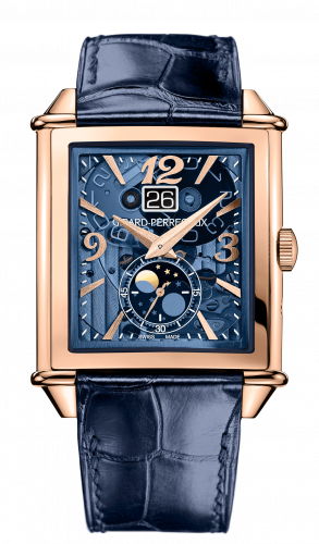 Remontoir à montres pour montre Girard-Perregaux Vintage 1945 Vintage 1945 XXL Large Date and Moonphases Rose Or / Bleu Polycrystalline