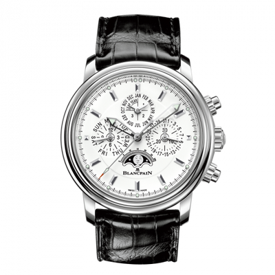 Watch Winder for watch Blancpain Léman Léman Chronographe Flyback Quantième Perpétuel Stainless Steel / White / Alligator