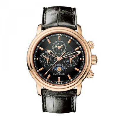 Watch Winder for watch Blancpain Léman Léman Chronographe Flyback Quantième Perpétuel Red Gold / Black / Alligator