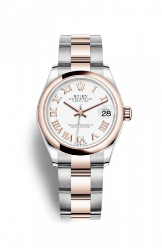 Remontoir à montres pour montre Rolex Datejust 31 Datejust 31 Stainless Steel/ Rose Or / Domed / Blanc - Roman / Oyster