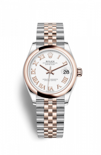 Remontoir à montres pour montre Rolex Datejust 31 Datejust 31 Stainless Steel/ Rose Or / Domed / Blanc - Roman / Jubilee
