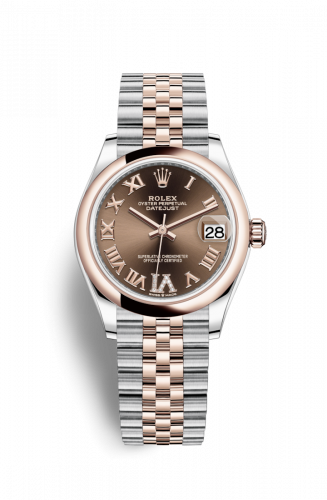 Remontoir à montres pour montre Rolex Datejust 31 Datejust 31 Stainless Steel/ Rose Or / Domed / Chocolate - Roman / Jubilee