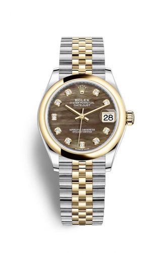 Remontoir à montres pour montre Rolex Datejust 31 Datejust 31 Stainless Steel/ Yellow Or / Domed / Noire MOP / Jubilee