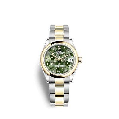 Remontoir à montres pour montre Rolex Datejust 31 Datejust 31 Stainless Steel / Yellow Or / Domed / Olive - Floral / Oyster