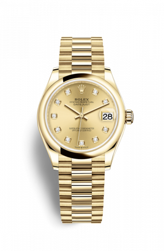 Remontoir à montres pour montre Rolex Datejust 31 Datejust 31 Yellow Or / Domed / Champagne - Diamond / President