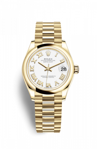 Remontoir à montres pour montre Rolex Datejust 31 Datejust 31 Yellow Or / Domed / Blanc - Roman / President