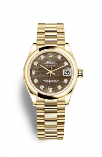 Remontoir à montres pour montre Rolex Datejust 31 Datejust 31 Yellow Or / Domed / Noire MOP / President