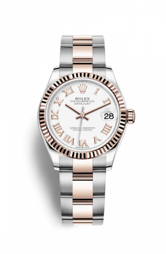 Remontoir à montres pour montre Rolex Datejust 31 Datejust 31 Stainless Steel/ Rose Or / Fluted / Blanc - Roman / Oyster