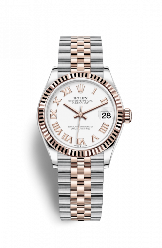 Remontoir à montres pour montre Rolex Datejust 31 Datejust 31 Stainless Steel/ Rose Or / Fluted / Blanc - Roman / Jubilee