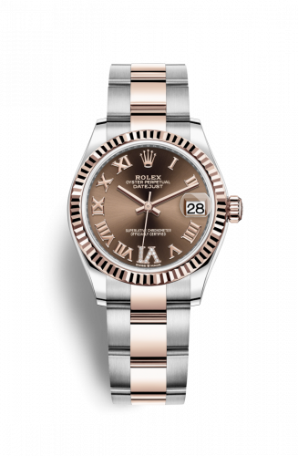 Remontoir à montres pour montre Rolex Datejust 31 Datejust 31 Stainless Steel/ Rose Or / Fluted / Chocolate - Roman / Oyster