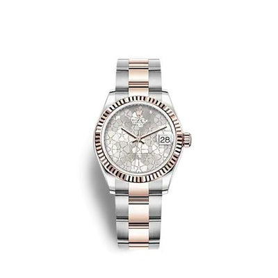 Remontoir à montres pour montre Rolex Datejust 31 Datejust 31 Stainless Steel/ Rose Or / Fluted / Argent - Floral / Oyster