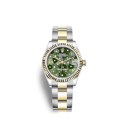 Remontoir à montres pour montre Rolex Datejust 31 Datejust 31 Stainless Steel / Yellow Or / Fluted / Olive - Floral / Oyster
