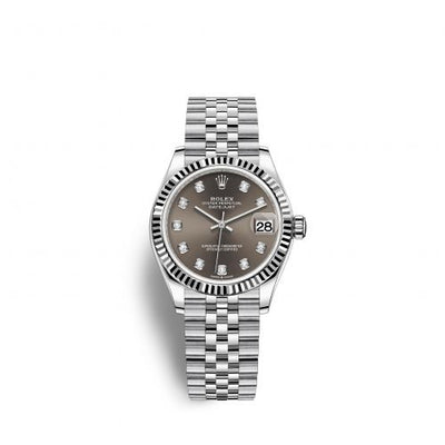 Remontoir à montres pour montre Rolex Datejust 31 Datejust 31 Stainless Steel Fluted / Jubilee / Gris - Diamonds