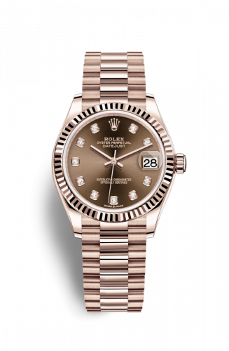 Remontoir à montres pour montre Rolex Datejust 31 Datejust 31 Rose Or / Fluted / Chocolate - Diamond / President