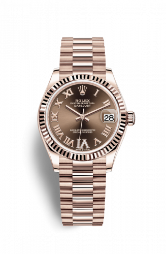 Remontoir à montres pour montre Rolex Datejust 31 Datejust 31 Rose Or / Fluted / Chocolate - Roman / President