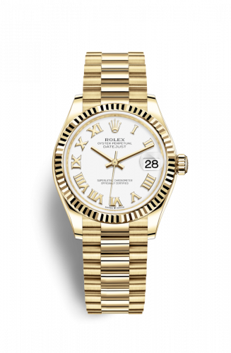Remontoir à montres pour montre Rolex Datejust 31 Datejust 31 Yellow Or / Fluted / Blanc - Roman / President