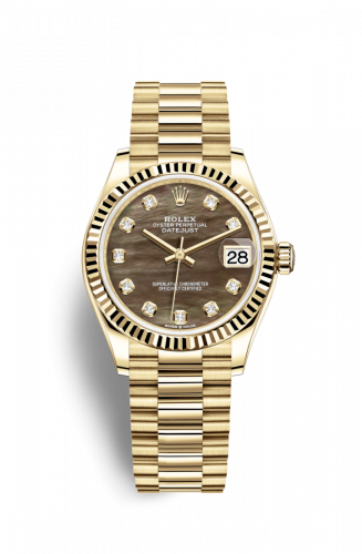 Remontoir à montres pour montre Rolex Datejust 31 Datejust 31 Yellow Or / Fluted / Noire MOP / President