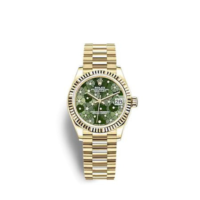 Remontoir à montres pour montre Rolex Datejust 31 Datejust 31 Yellow Or - Fluted / Olive - Floral / President