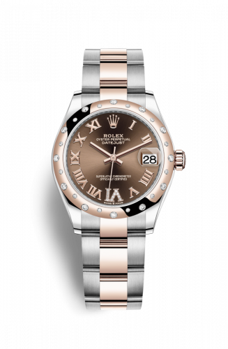 Remontoir à montres pour montre Rolex Datejust 31 Datejust 31 Stainless Steel/ Rose Or / Domed - Diamond / Chocolate - Roman / Oyster