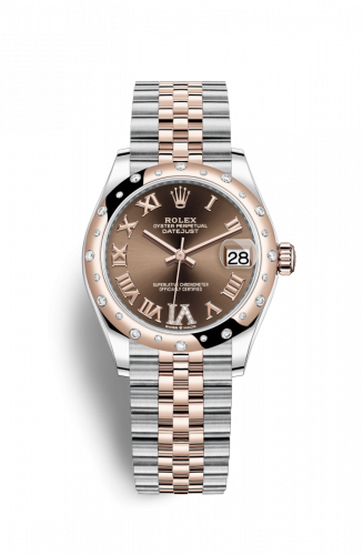 Remontoir à montres pour montre Rolex Datejust 31 Datejust 31 Stainless Steel/ Rose Or / Domed - Diamond / Chocolate - Roman / Jubilee