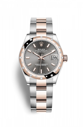 Remontoir à montres pour montre Rolex Datejust 31 Datejust 31 Stainless Steel/ Rose Or / Domed - Diamond / Gris / Oyster