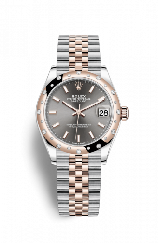 Remontoir à montres pour montre Rolex Datejust 31 Datejust 31 Stainless Steel/ Rose Or / Domed - Diamond / Gris / Jubilee