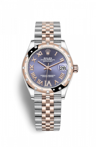 Remontoir à montres pour montre Rolex Datejust 31 Datejust 31 Stainless Steel/ Rose Or / Domed - Diamond / Aubergine - Roman / Jubilee