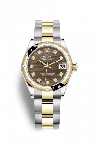 Remontoir à montres pour montre Rolex Datejust 31 Datejust 31 Stainless Steel / Yellow Or / Domed - Diamond / Noire MOP / Oyster